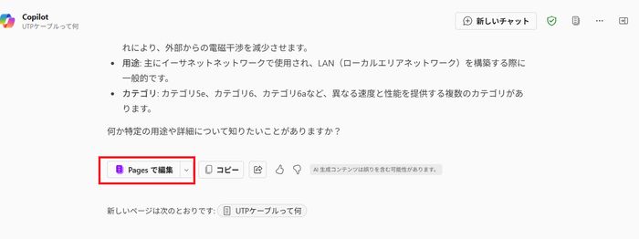 Screenshot of Copilot chat page